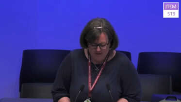 The Revd Canon Kate Wharton speaking at General Synod