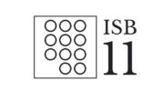 Logo of the ISB-11: the logo contains the text ISB 11 in black on a white background, next to a black-bordered white box containing 11 circles.